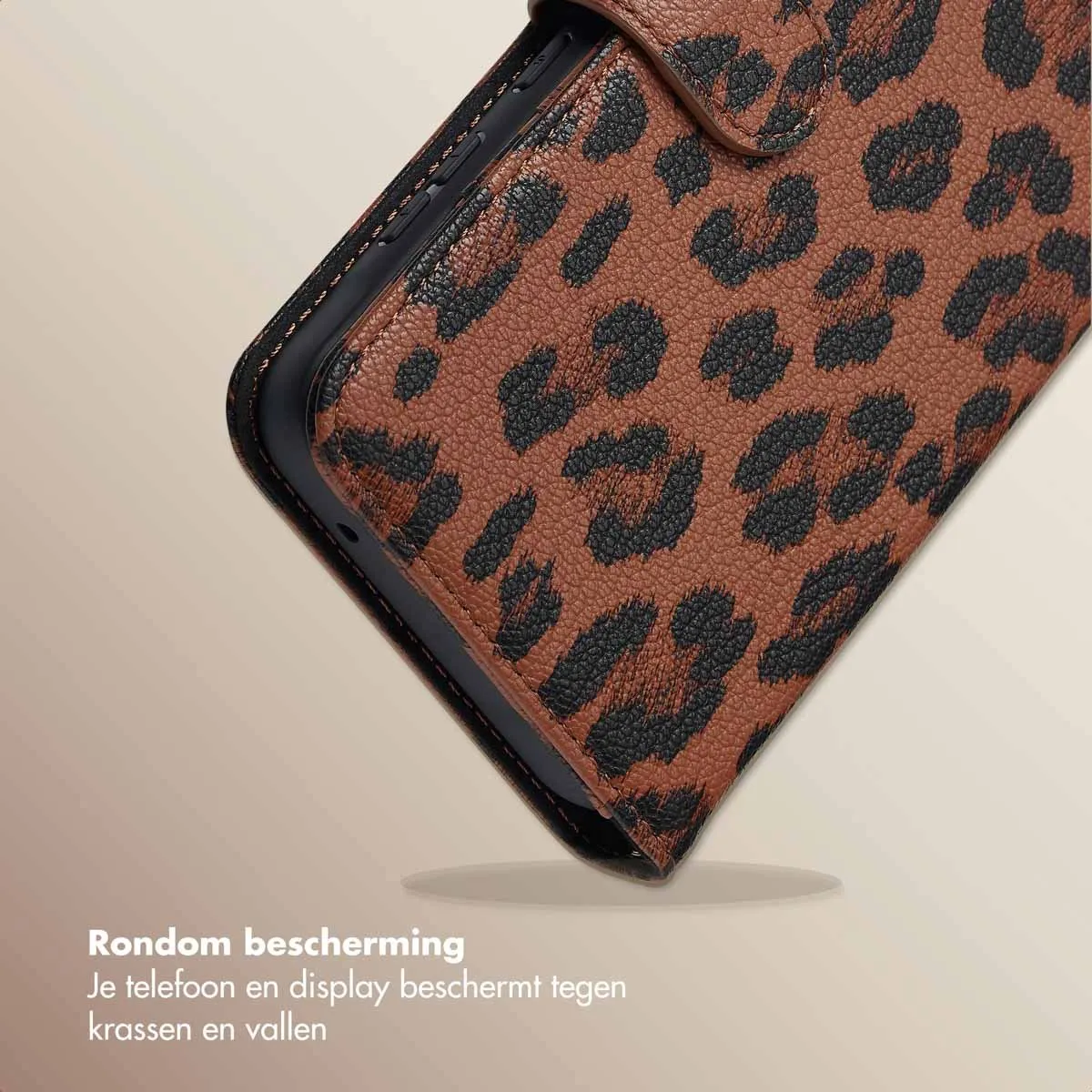 Selencia Hoesje Samsung Galaxy A55 - Sabi Bookcase Panterprint - Bruin