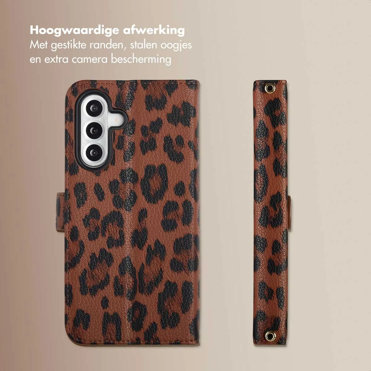 Selencia Hoesje Samsung Galaxy A55 - Sabi Bookcase Panterprint - Bruin - afbeelding 6 van 6