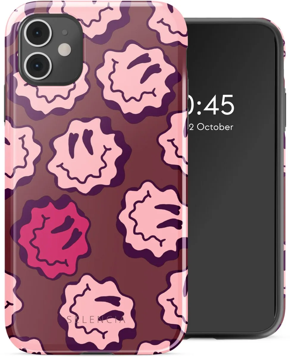 Selencia Hoesje iPhone 11 Wavy Smiley Pink