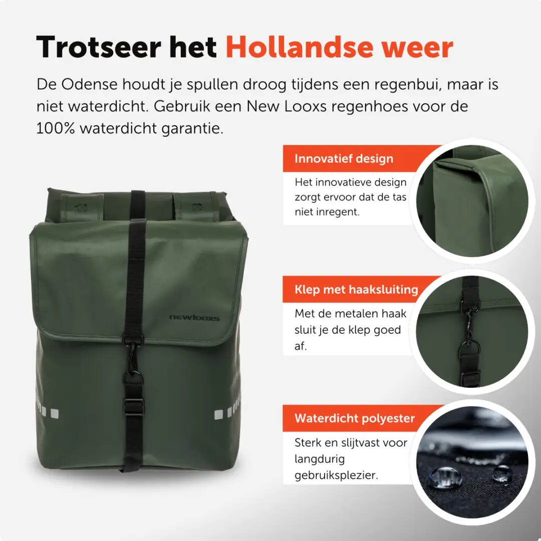 New Looxs Odense Double Dubbele Fietstas 39L - Groen - afbeelding 3 van 6