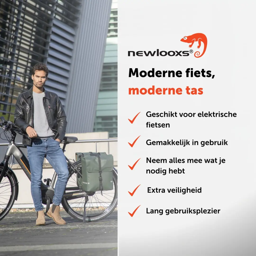 New Looxs Odense Double Dubbele Fietstas 39L - Groen - afbeelding 2 van 6