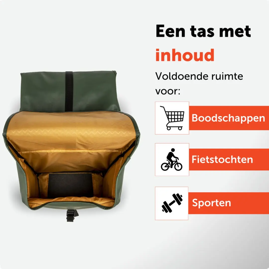 New Looxs Odense Double Dubbele Fietstas 39L - Groen - afbeelding 5 van 6