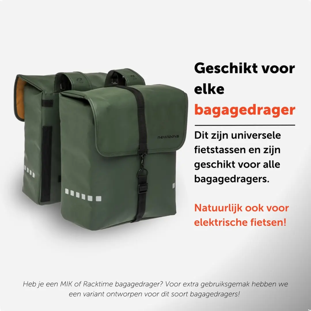 New Looxs Odense Double Dubbele Fietstas 39L - Groen - afbeelding 6 van 6