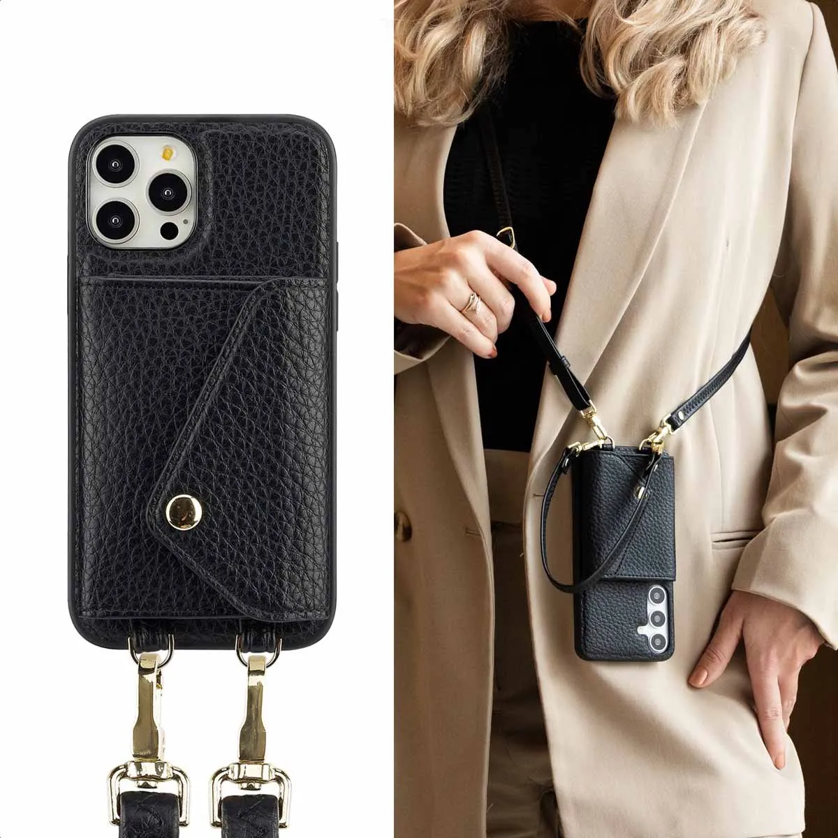 Selencia Hoesje iPhone 12 Pro - Zwart - 3 Pasjes