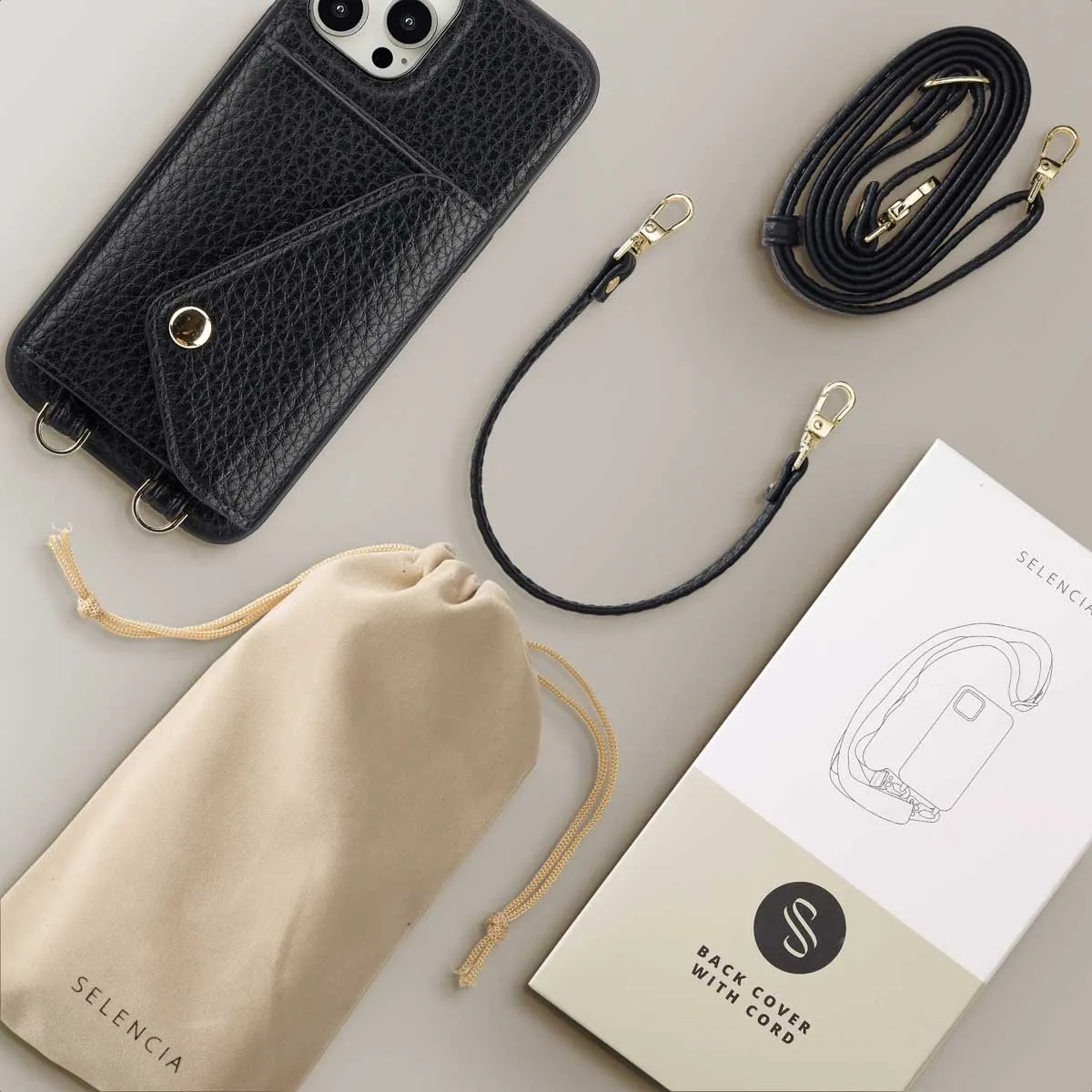 Selencia Hoesje iPhone 12 Pro - Zwart - 3 Pasjes - afbeelding 6 van 6