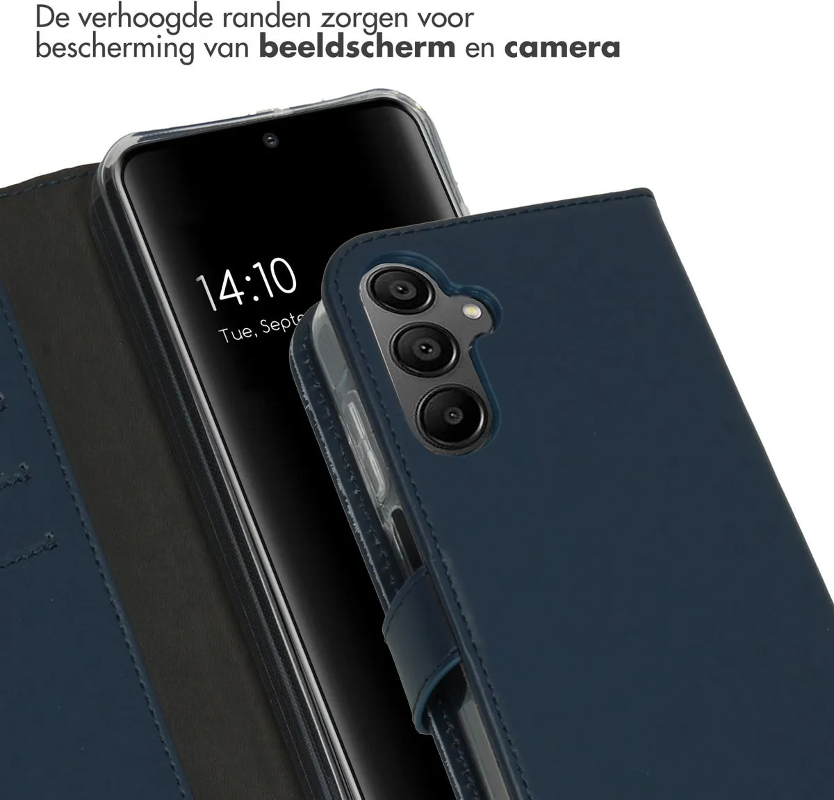 Selencia Hoesje Samsung Galaxy A15 - Donkerblauw Lederen Bookcase - 3 Pasjes