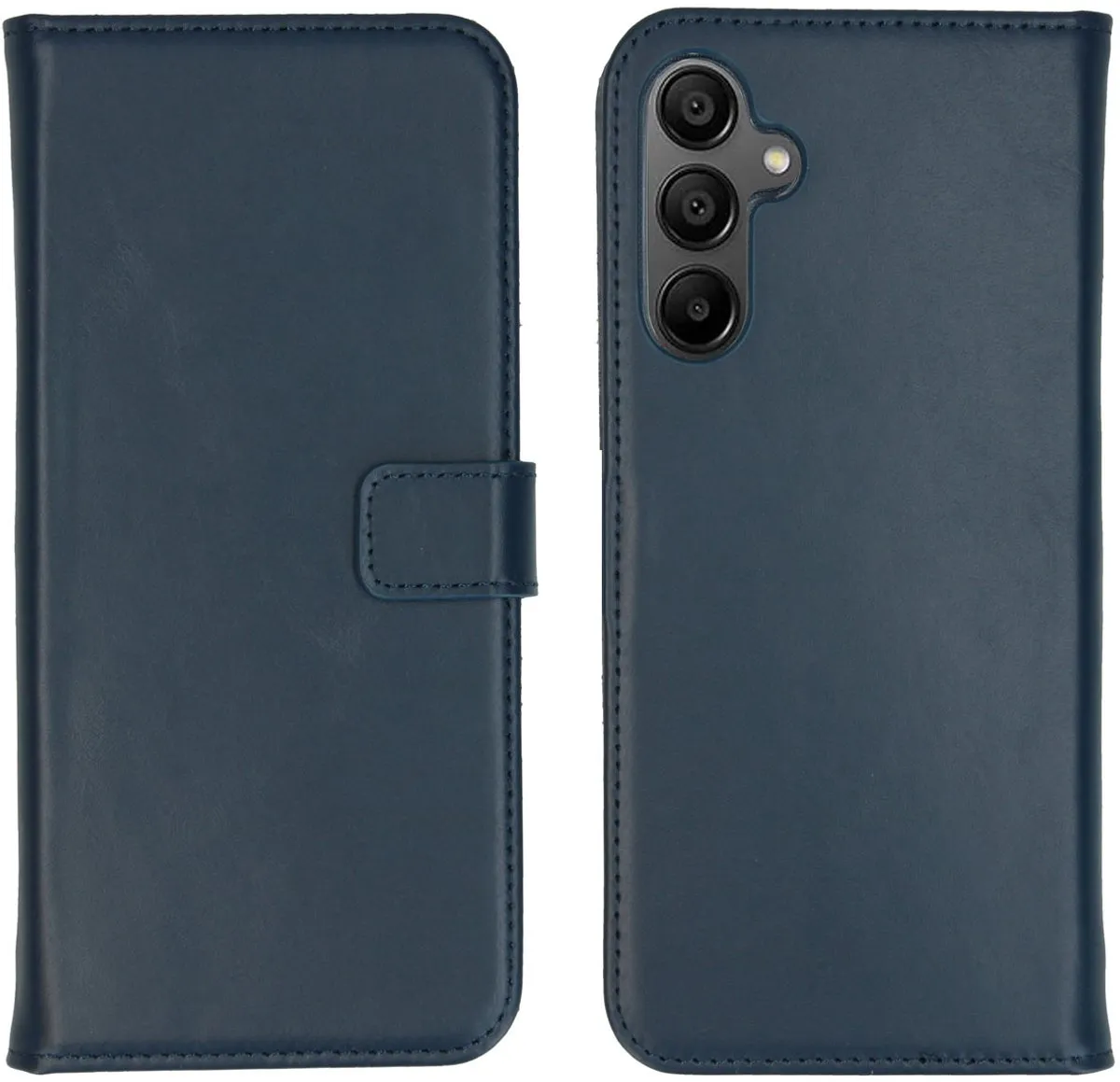 Selencia Hoesje Samsung Galaxy A15 - Donkerblauw Lederen Bookcase - 3 Pasjes