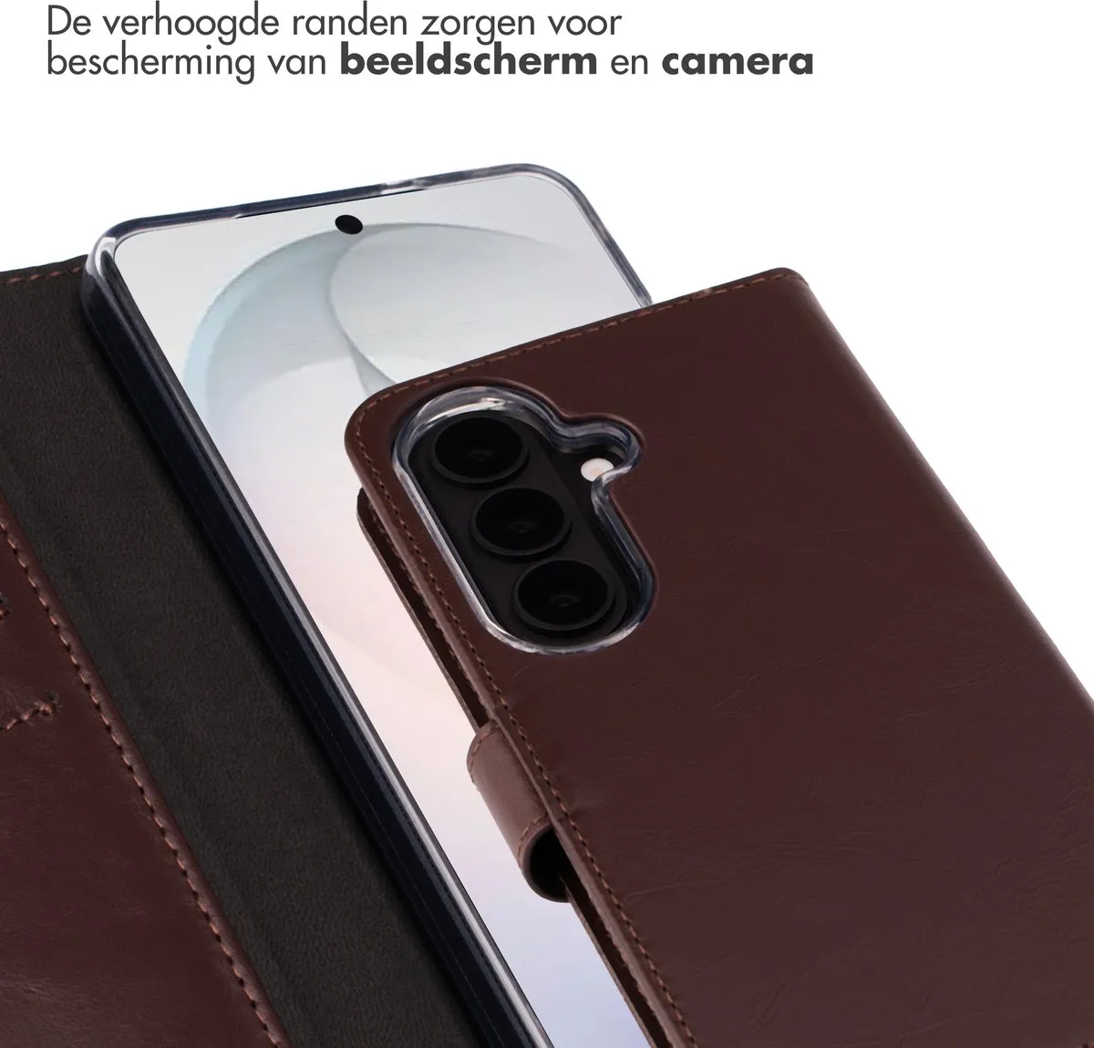 Selencia Hoesje Samsung Galaxy S26 - Echt Lederen Bookcase Bruin