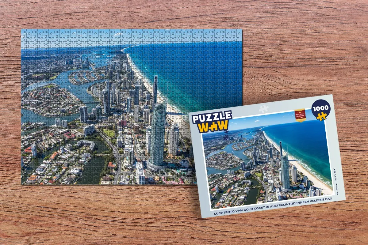 PuzzleWow Gold Coast Luchtfoto Legpuzzel 1000 Stuks - Multicolor