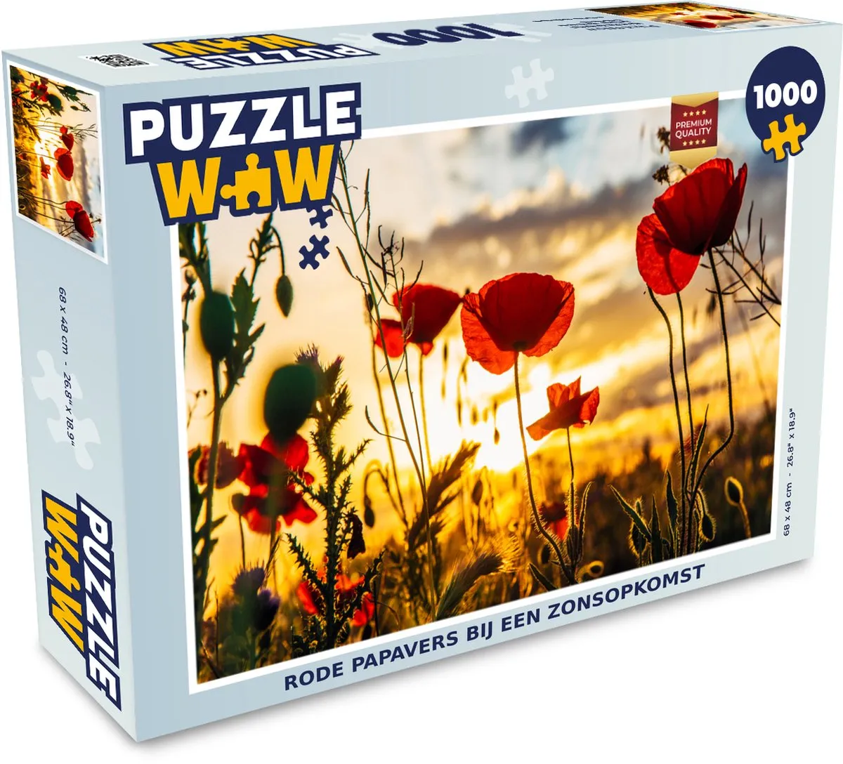 PuzzleWow Legpuzzel Rode Papavers bij Zonsopgang 1000 Stuks