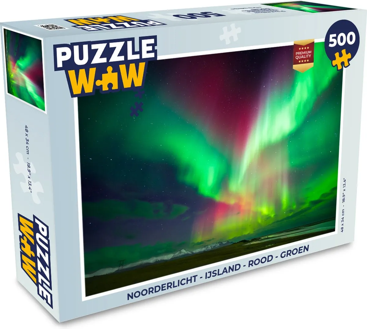 PuzzleWow Noorderlicht IJsland Legpuzzel 500 Stuks