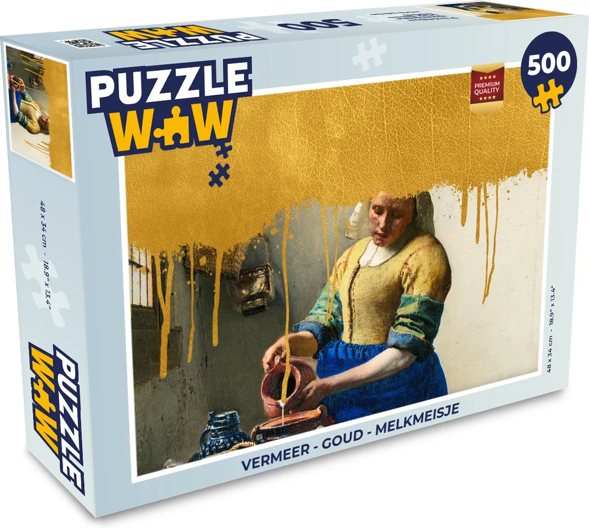PuzzleWow Vermeer Melkmeisje Legpuzzel 500 Stuks