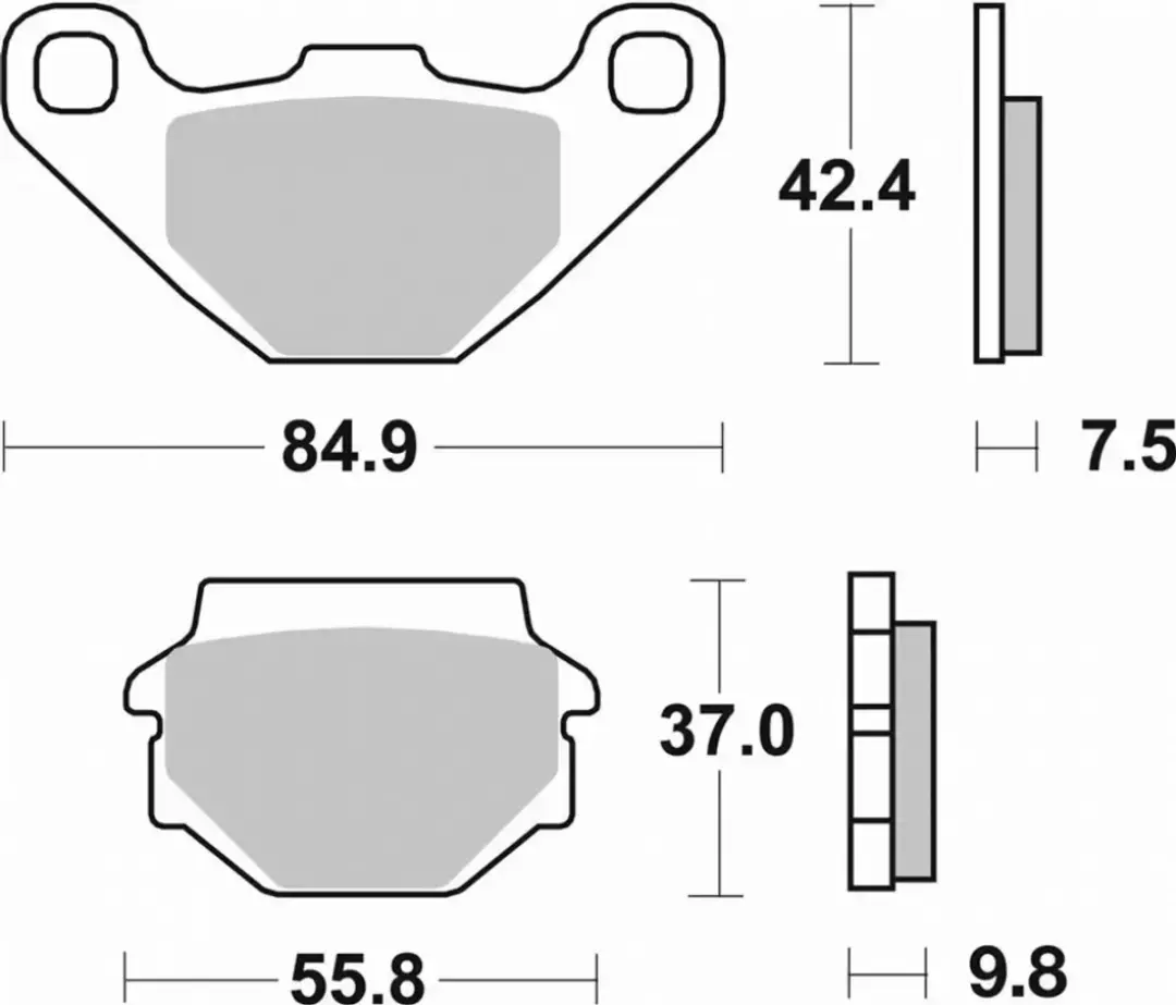 SBS Remblokken voor Peugeot 125 DJANGO EVASION 2014-2016 - 135HF - Zwart - afbeelding 3 van 3