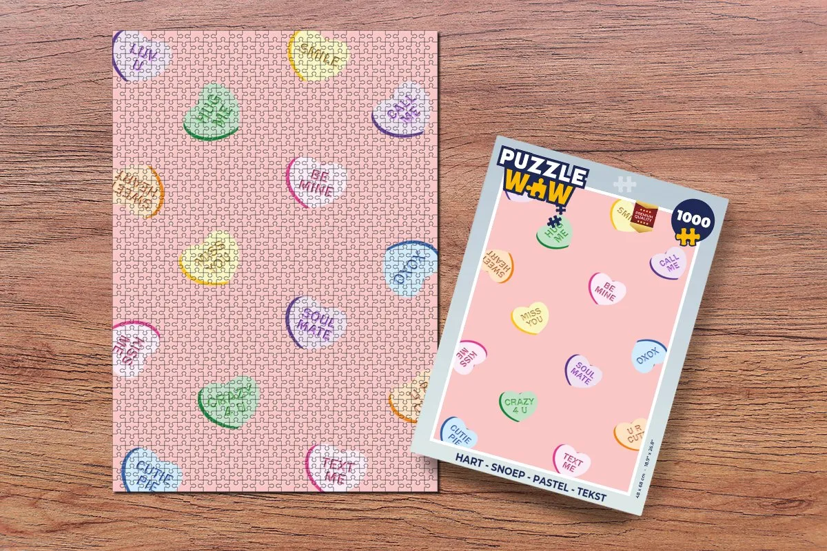 PuzzleWow Hart - Snoep Legpuzzel 1000 Stuks - Pastel