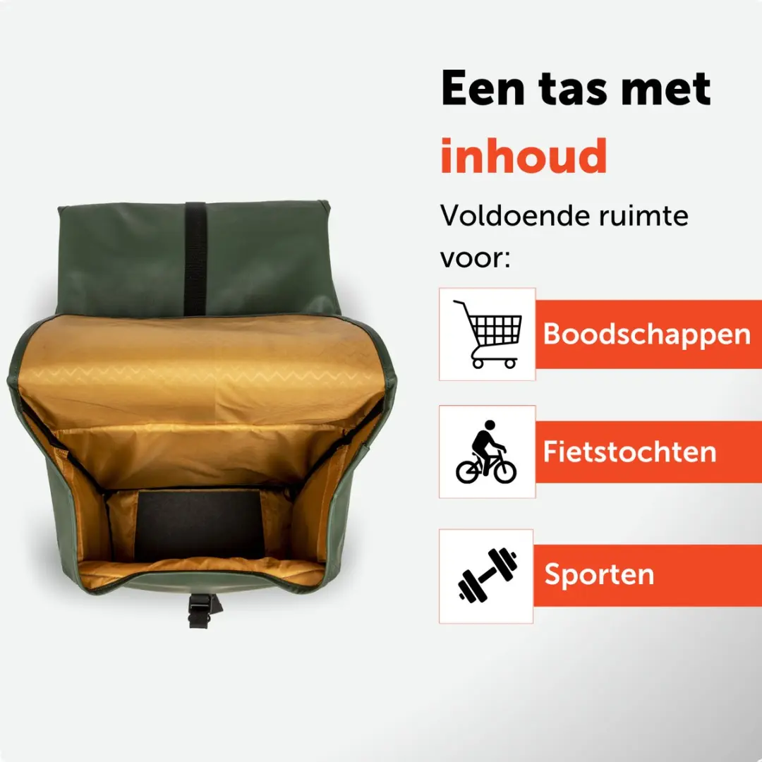 New Looxs Odense Double Dubbele Fietstas 39L - Groen - afbeelding 4 van 6