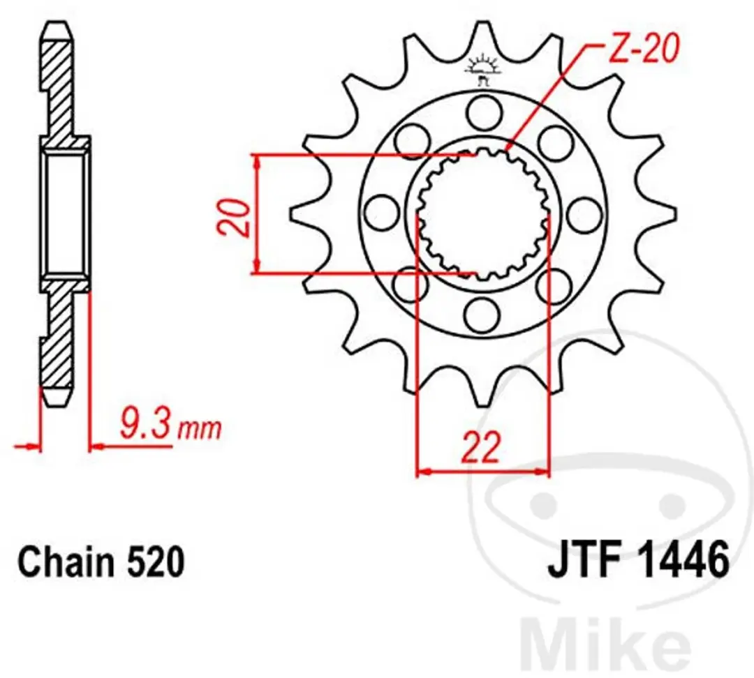 JT Sprockets Voortandwiel Racing 13T 520 - afbeelding 2 van 2