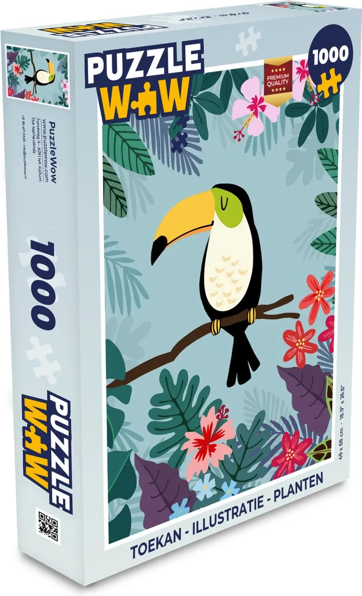 PuzzleWow Toekan Legpuzzel 1000 Stuks - Multicolor
