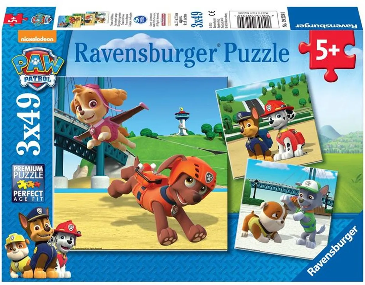 Ravensburger PAW Patrol Team op 4 Poten Puzzels - 147 Stuks (3x49) - Multicolor