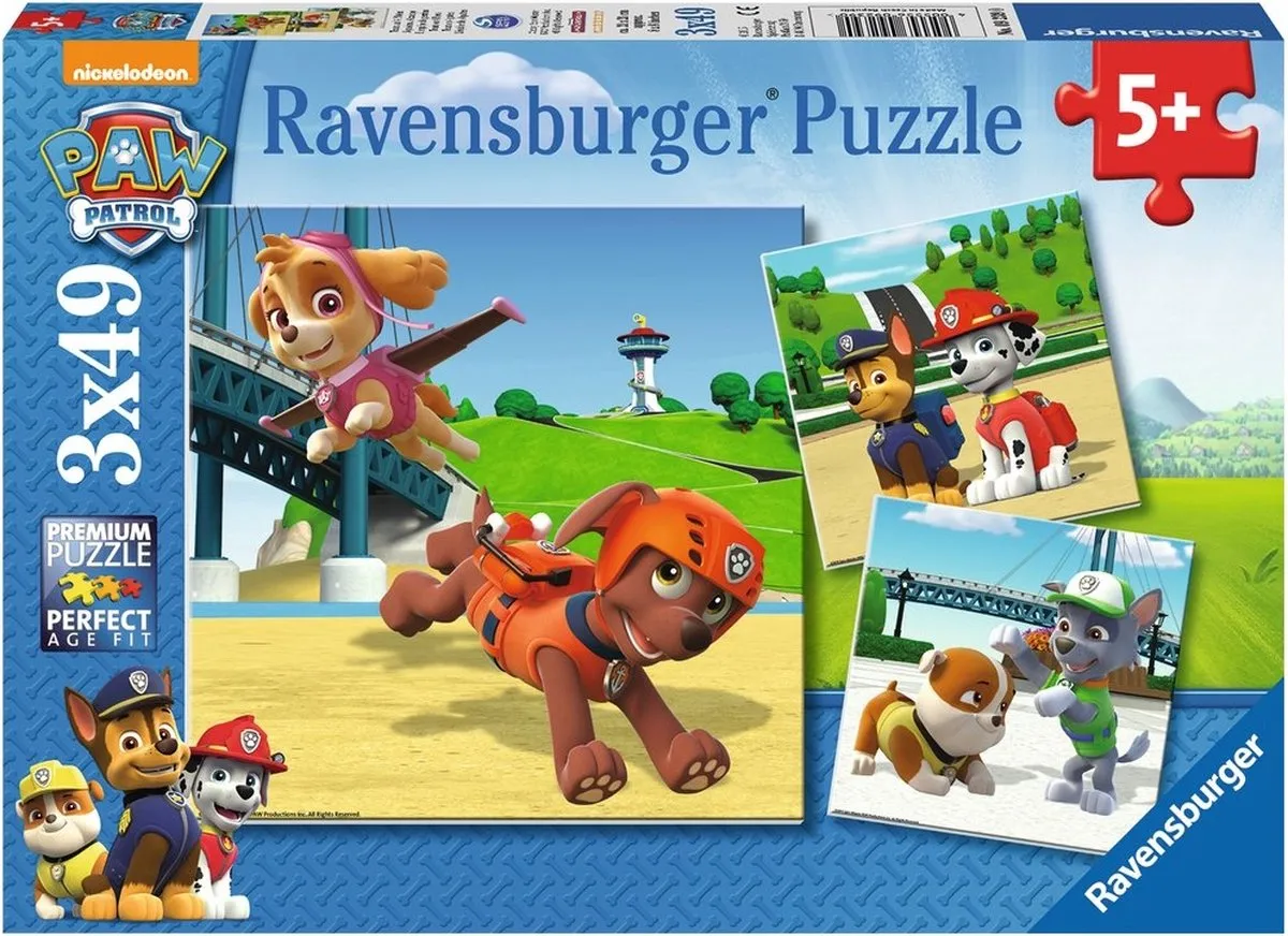 Ravensburger PAW Patrol Team op 4 Poten Puzzels - 147 Stuks (3x49) - Multicolor