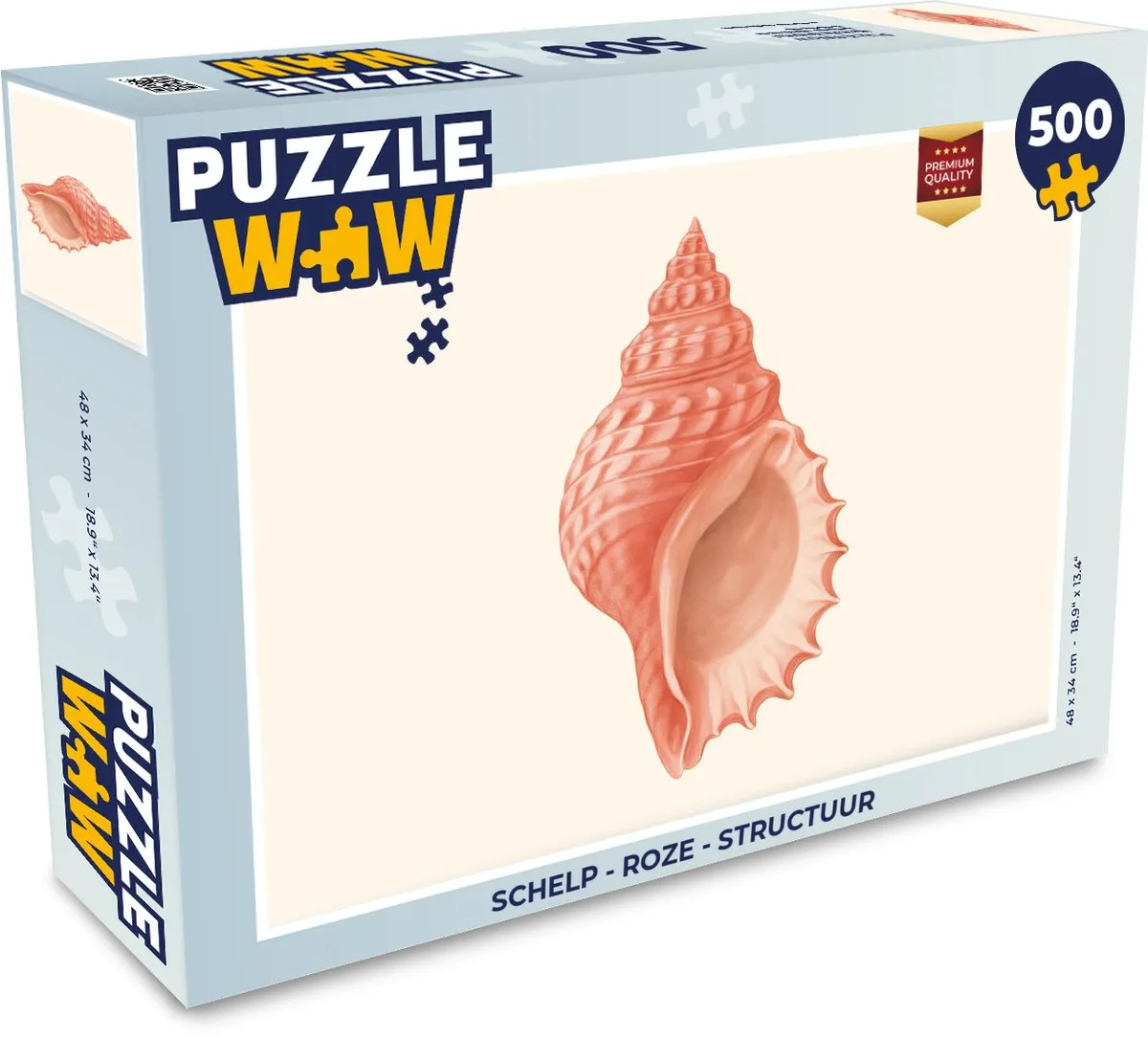PuzzleWow Schelp Roze Legpuzzel 500 Stuks - 8721414228805