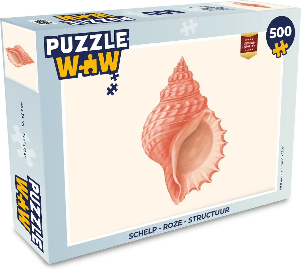 PuzzleWow Schelp Roze Legpuzzel 500 Stuks - 8721414228805