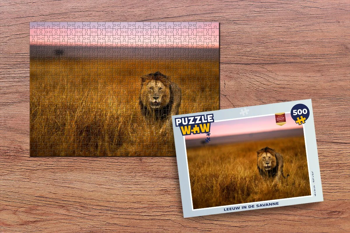 PuzzleWow Leeuw Savanne Legpuzzel 500 Stuks - Multicolor