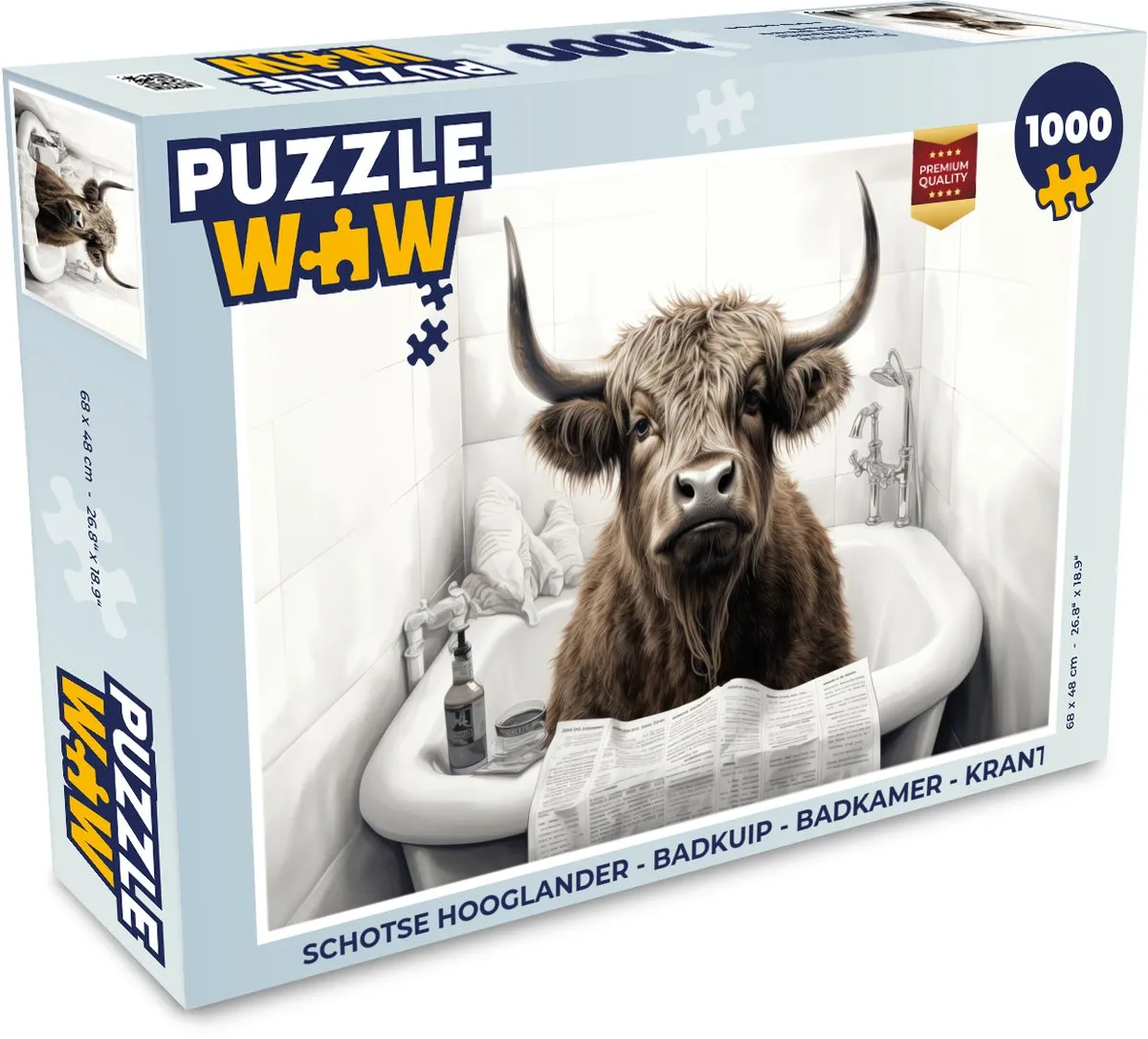 PuzzleWow Schotse Hooglander Badkuip Puzzel 500 Stuks