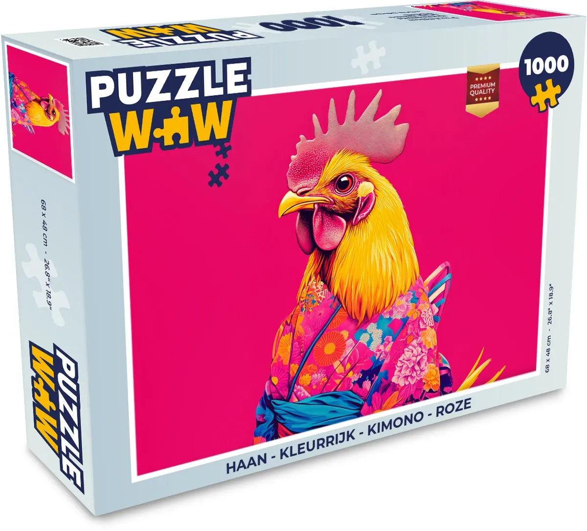 PuzzleWow Kimono Legpuzzel Haan - 1000 Stuks - Roze