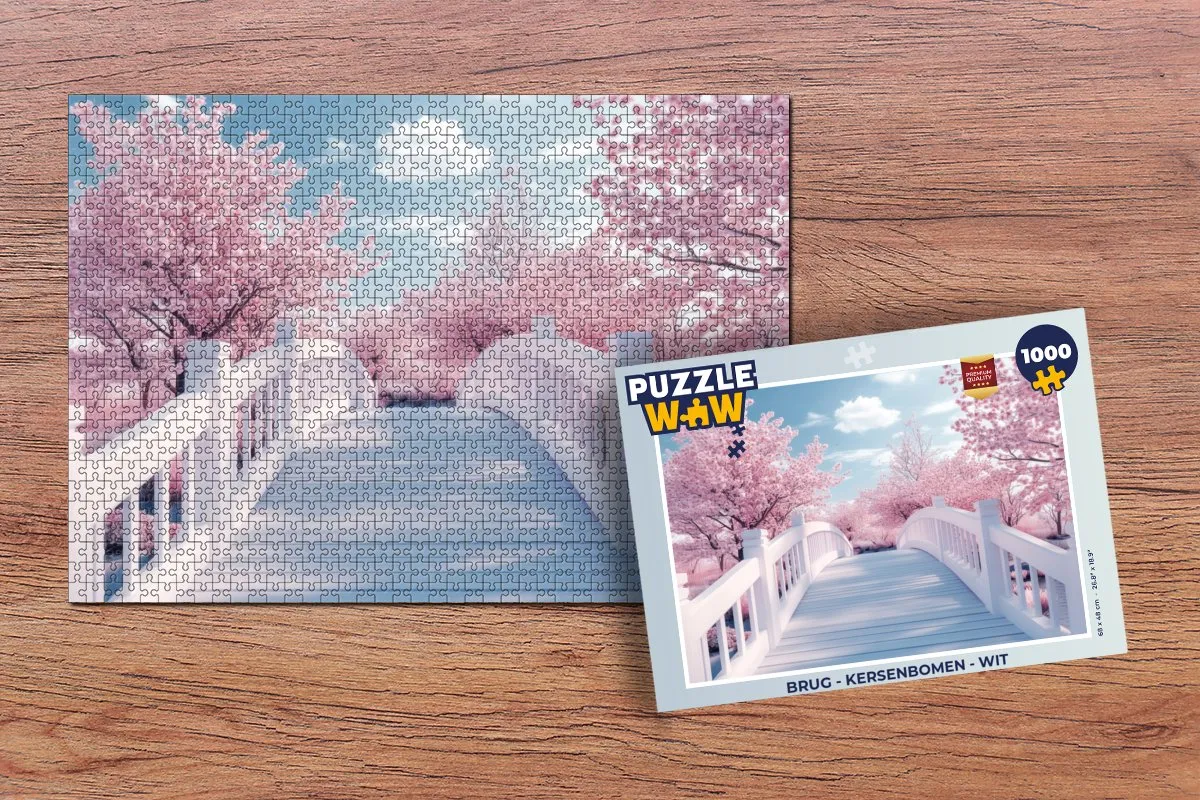 PuzzleWow Puzzel Brug - Kersenbomen 1000 Stuks - Wit
