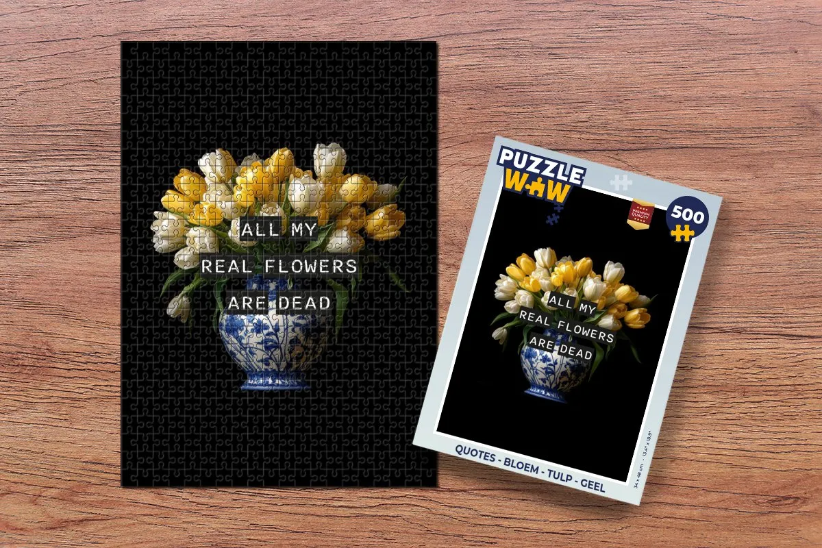 PuzzleWow Quotes Bloem Tulp Geel Legpuzzel 500 Stuks - 8721169408484