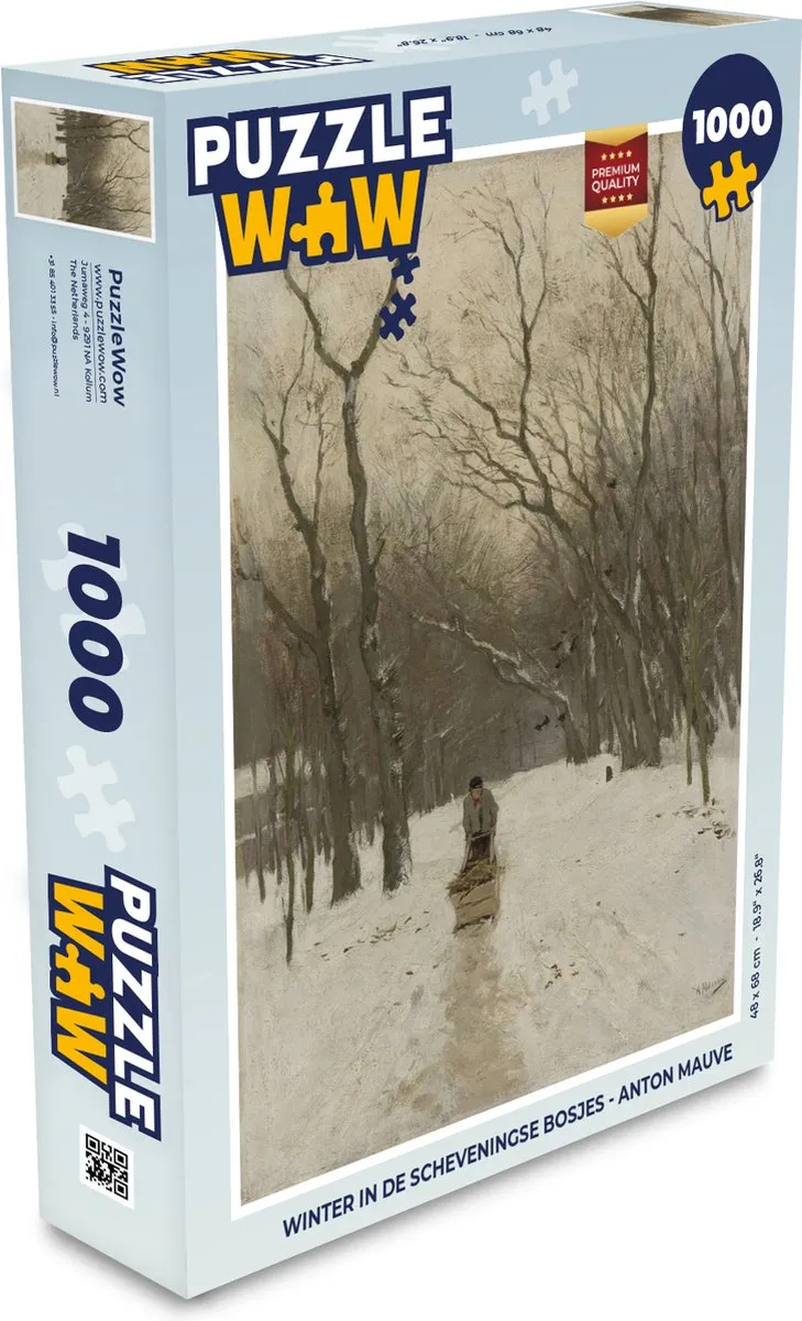 PuzzleWow Winter in de Scheveningse Bosjes Legpuzzel 1000 Stuks - Anton Mauve - Multicolor