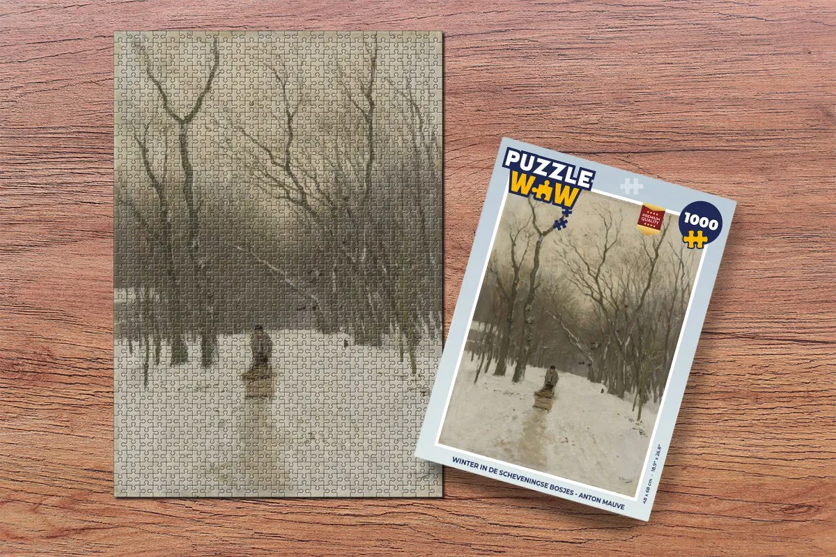 PuzzleWow Winter in de Scheveningse Bosjes Legpuzzel 1000 Stuks - Anton Mauve - Multicolor