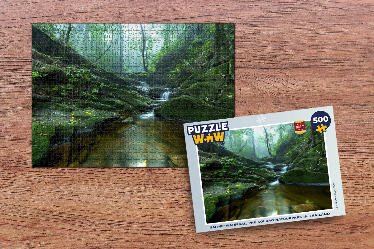 PuzzleWow Saithip Waterval Legpuzzel 500 Stuks - Multicolor