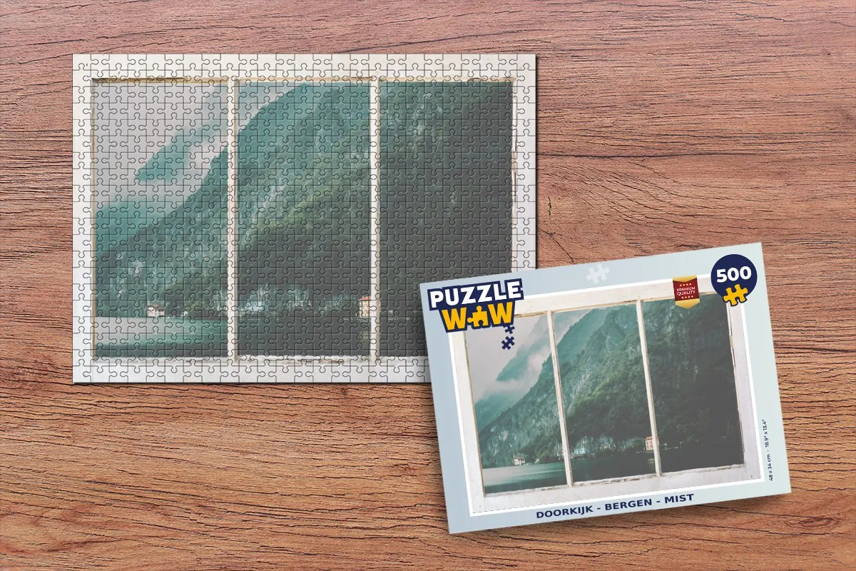PuzzleWow Doorkijk Berg Mist Legpuzzel 500 Stuks - Multicolor