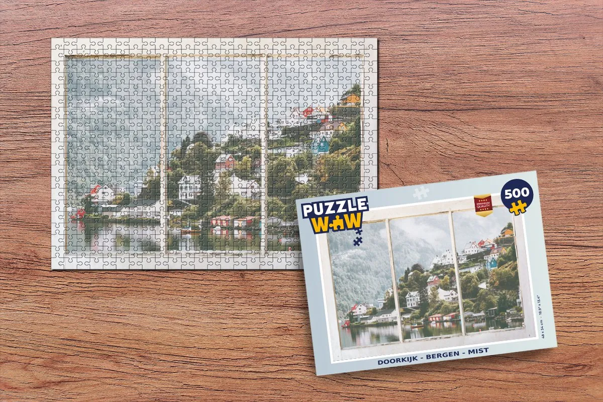 PuzzleWow Doorkijk Berg Mist Legpuzzel 500 Stuks - Multicolor