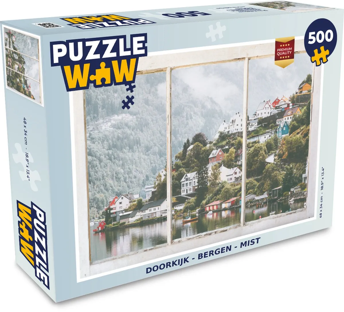 PuzzleWow Doorkijk Berg Mist Legpuzzel 500 Stuks - Multicolor