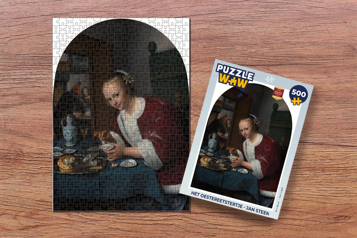 PuzzleWow Het Oestereetstertje Jan Steen Legpuzzel 500 Stuks - Multicolor