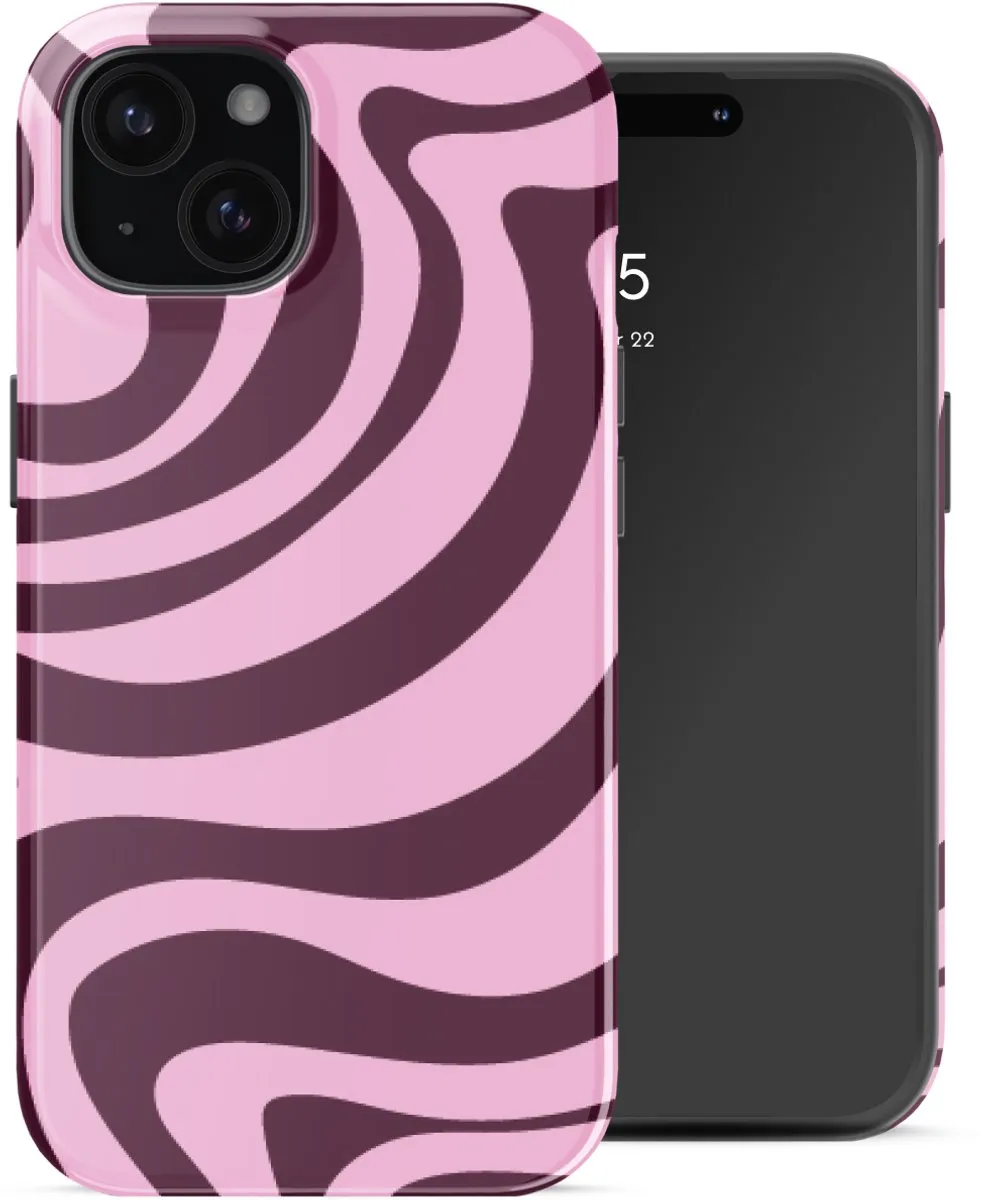 Selencia Hoesje iPhone 15 Wavy Swirl Pink Plum