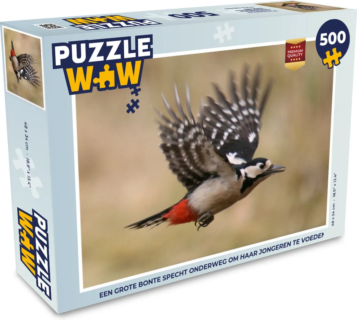 PuzzleWow Legpuzzel Een Grote Bonte Specht 500 Stuks - Multicolor