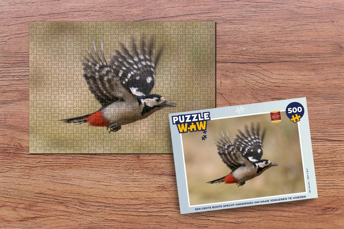 PuzzleWow Legpuzzel Een Grote Bonte Specht 500 Stuks - Multicolor