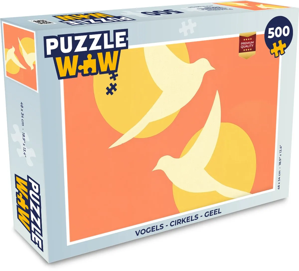 PuzzleWow Vogels Cirkels Legpuzzel 500 Stuks - Geel