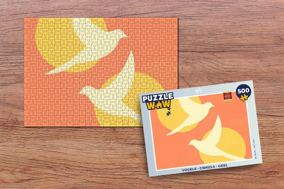 PuzzleWow Vogels Cirkels Legpuzzel 500 Stuks - Geel