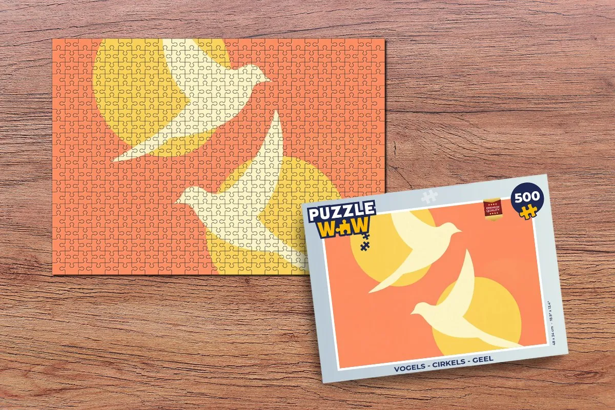 PuzzleWow Vogels Cirkels Legpuzzel 500 Stuks - Geel