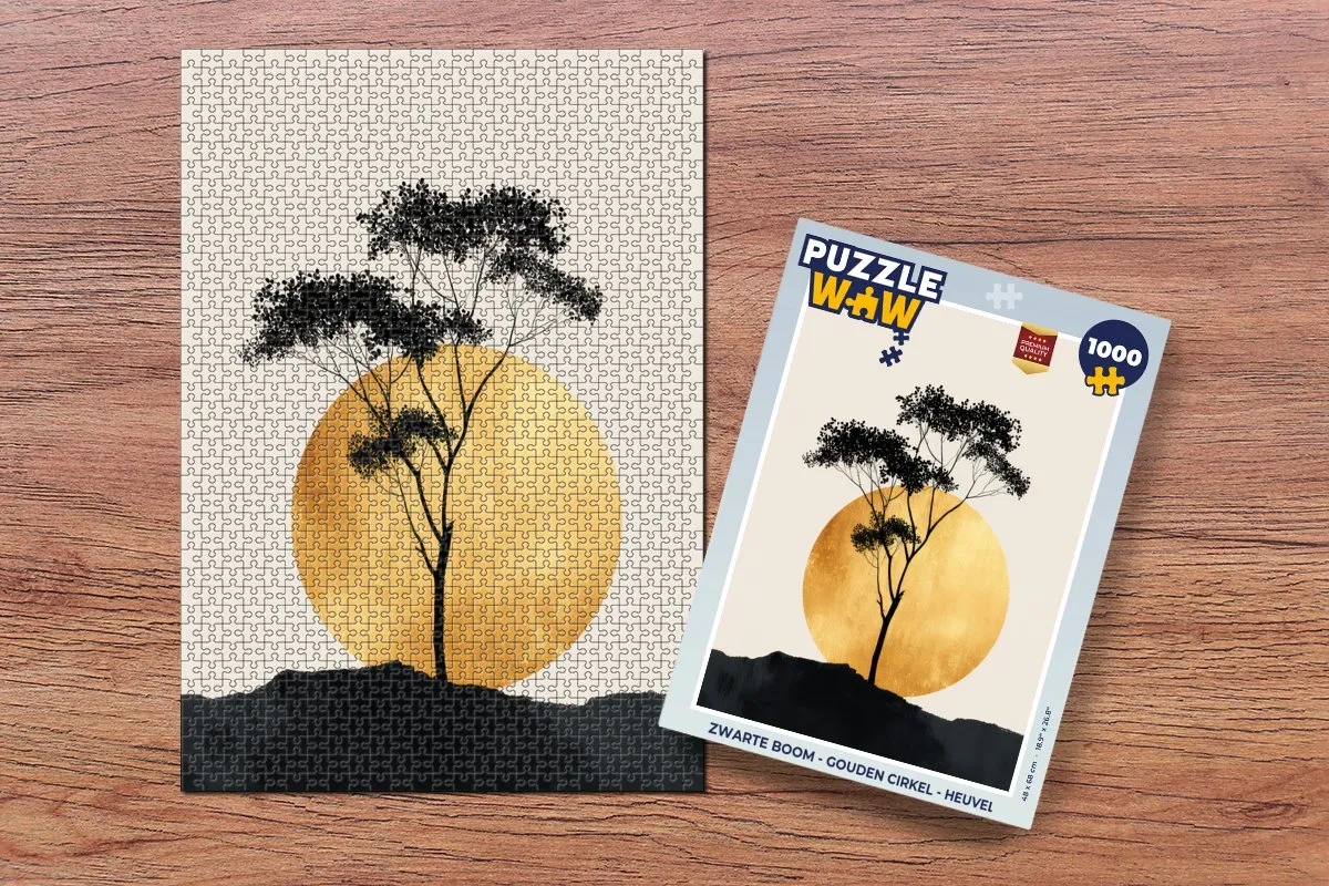 PuzzleWow Legpuzzel 1000 Stuks - Zwarte Boom met Gouden Cirkel