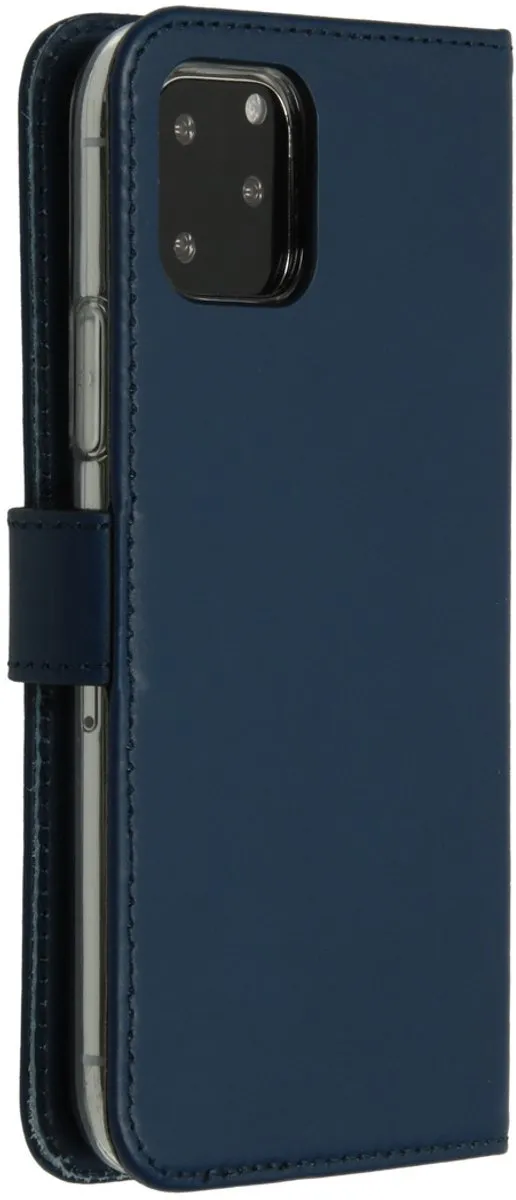 Selencia Hoesje iPhone 11 Pro - Echt Lederen Bookcase - Blauw