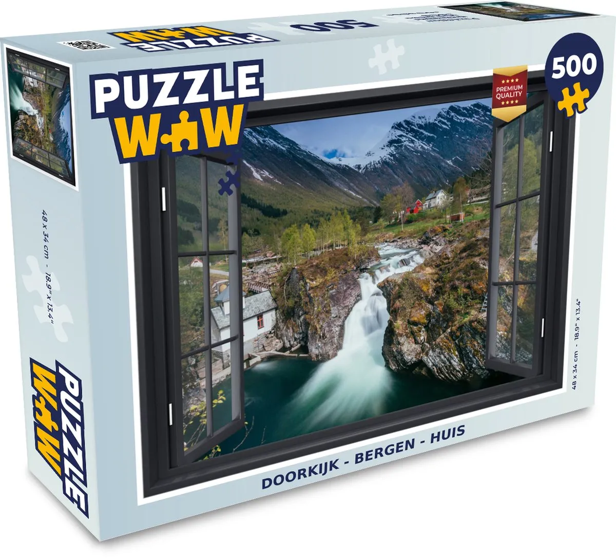 PuzzleWow Doorkijk Berg Huis Legpuzzel 500 Stuks