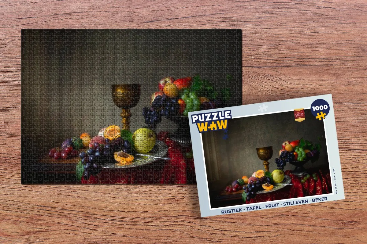 PuzzleWow Rustiek Tafel Fruit Stilleven Legpuzzel 1000 Stuks - Multicolor