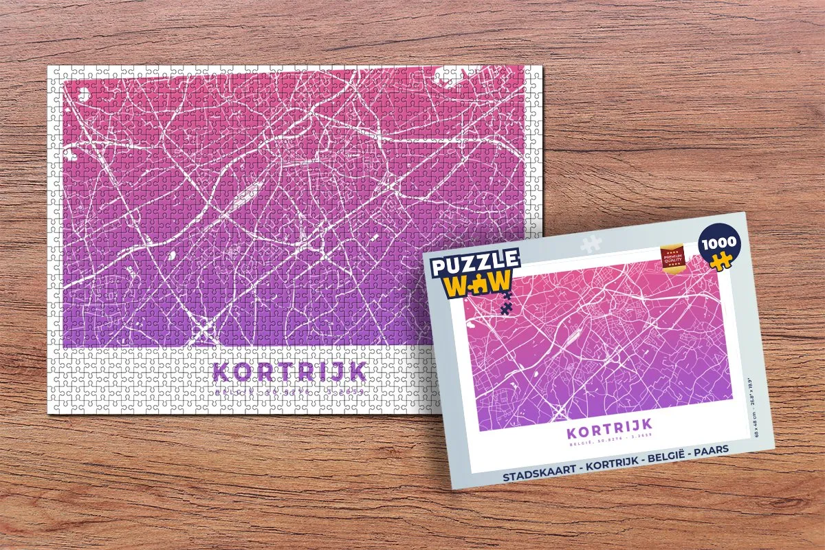 PuzzleWow Kortrijk Legpuzzel 1000 Stuks - Multicolor
