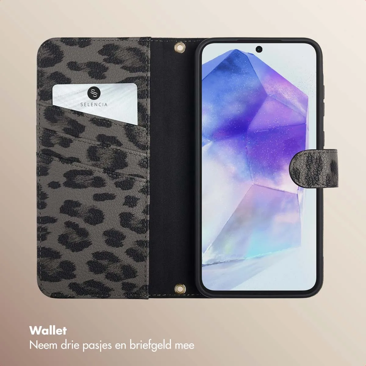 Selencia Hoesje Samsung Galaxy A55 - 3 Pasjes - Zwart