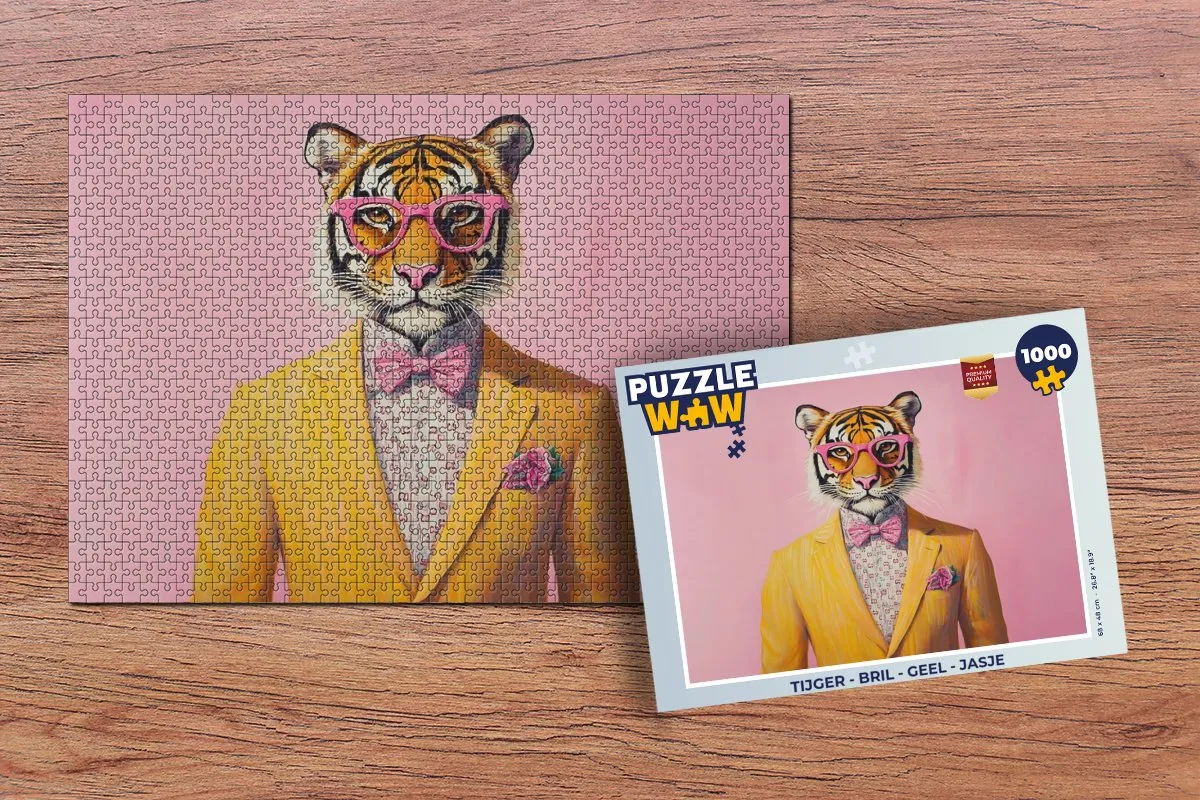 PuzzleWow Tijger Legpuzzel 1000 Stuks - Geel
